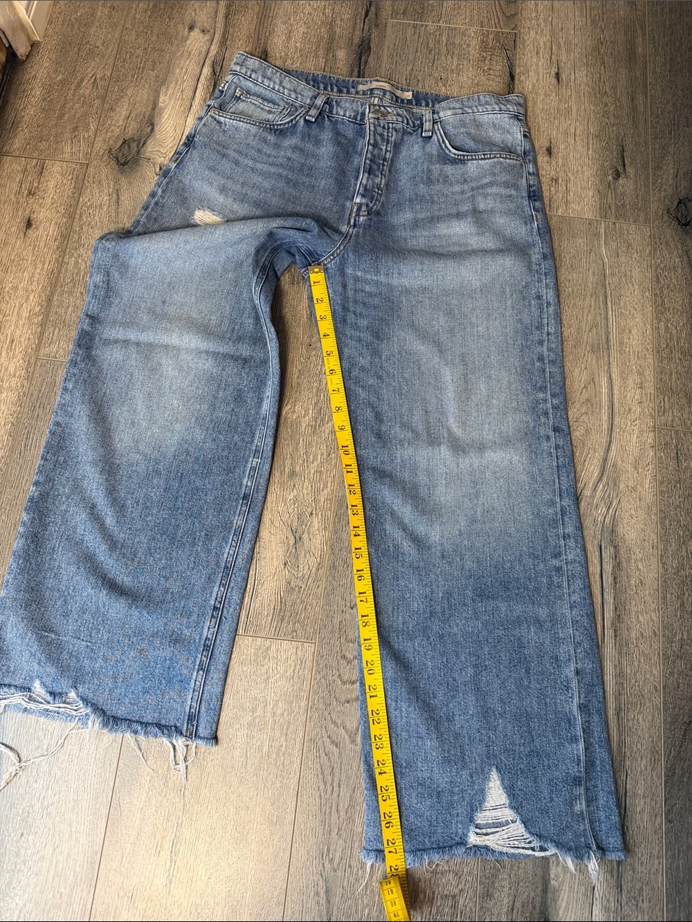 Hudson Jeans Medium Blue Wide-Leg Distressed Denim - Picture 7 of 13